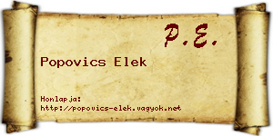 Popovics Elek névjegykártya